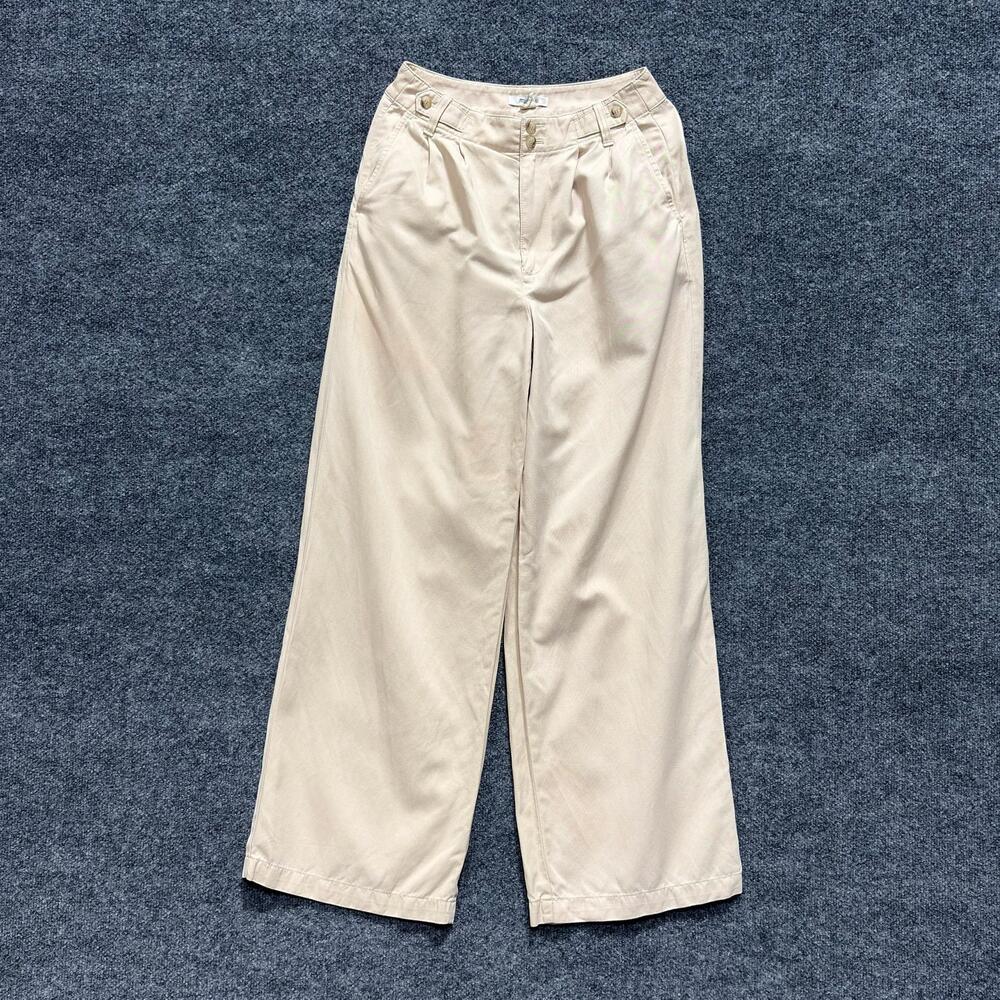 Madewell Pants Womens 2 Beige Wide Leg Crop Chino Linen Blend Casual Pleated